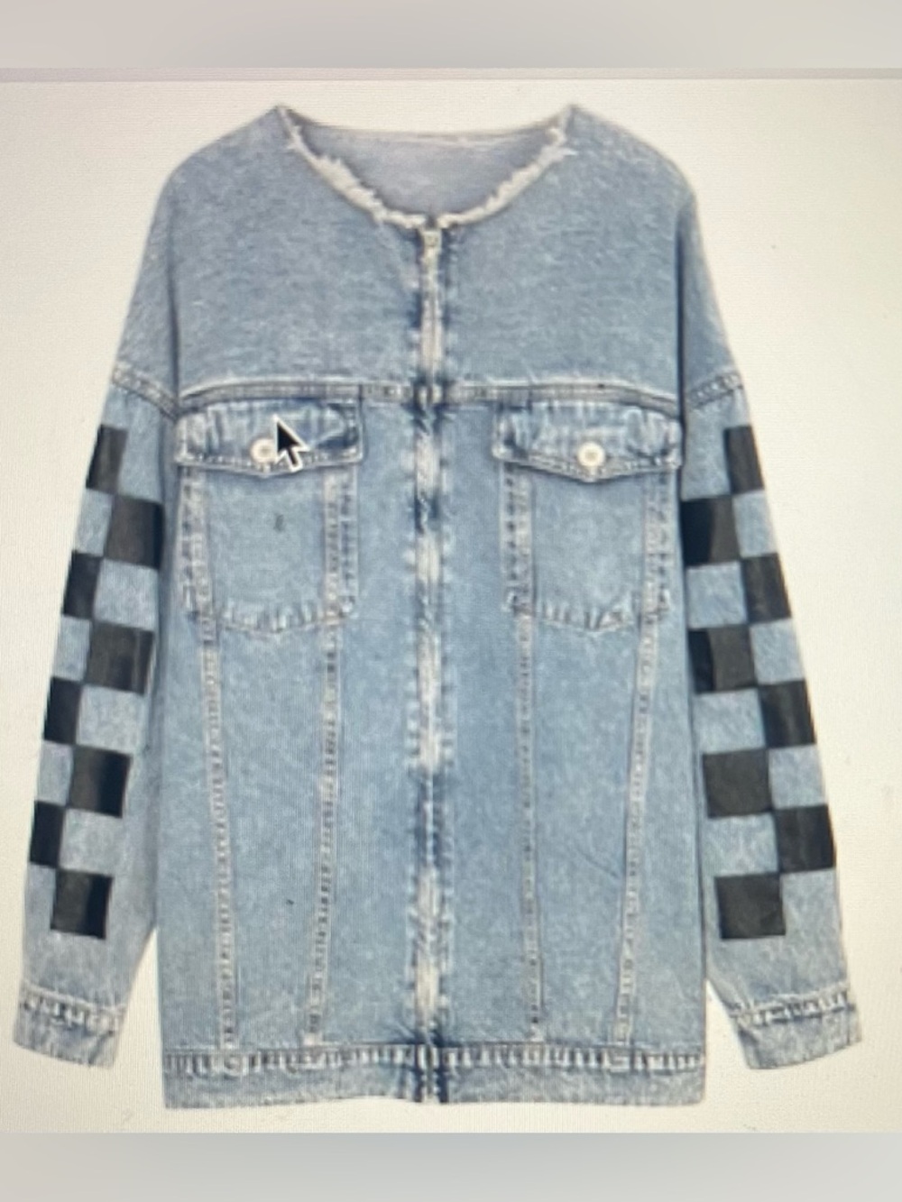 Zip-UP Denim Jacket Checkered - Picture 3 of 4